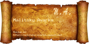 Malitsky Avarka névjegykártya